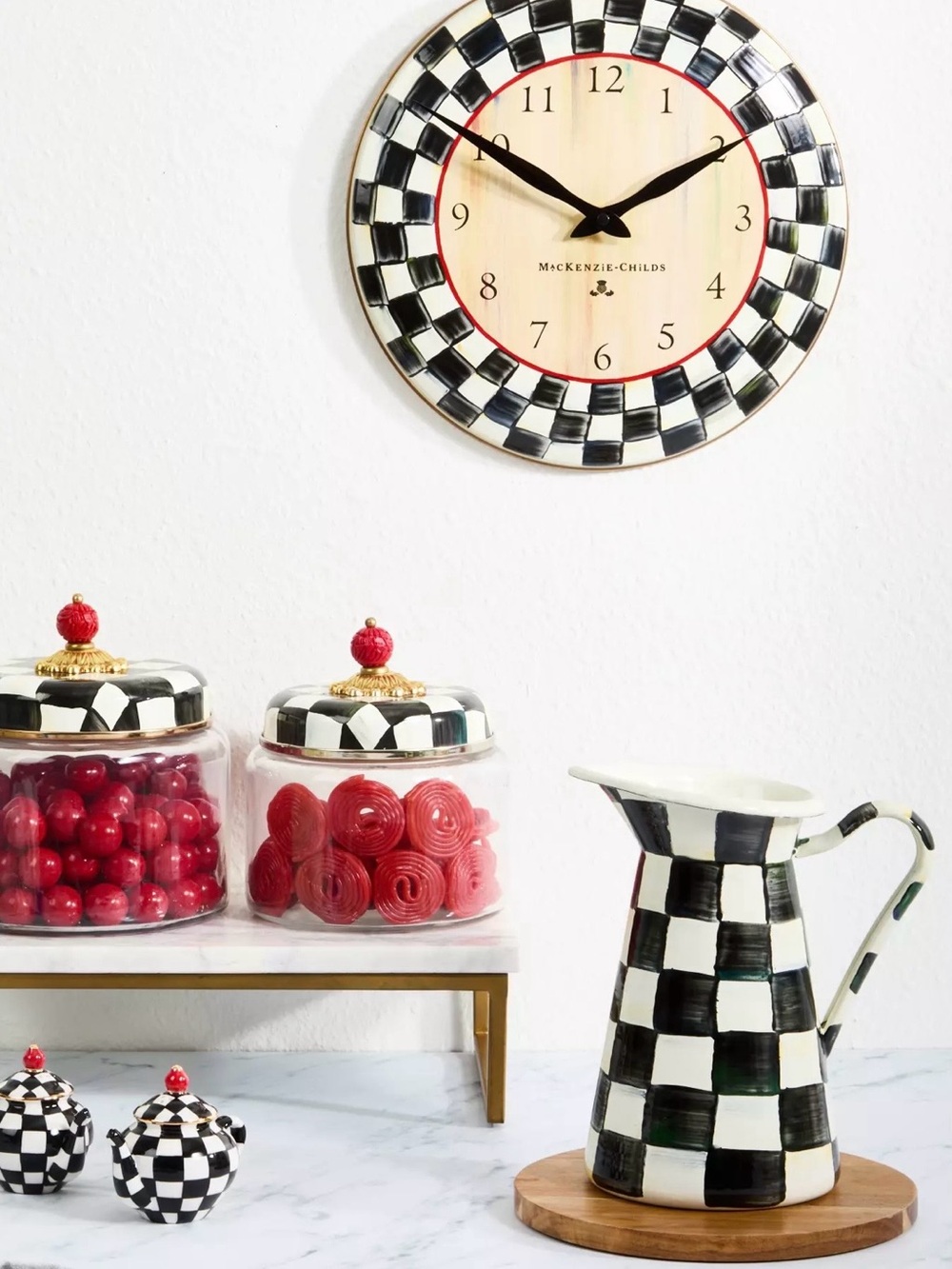 MacKenzie-Childs Courtly Check Wall Clock Classic Black & White
